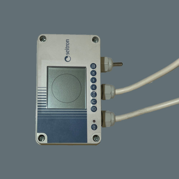 ATEX Ceiling Mountable Painting Room Heater control panel with buttons and connectors, designed for safe operation.