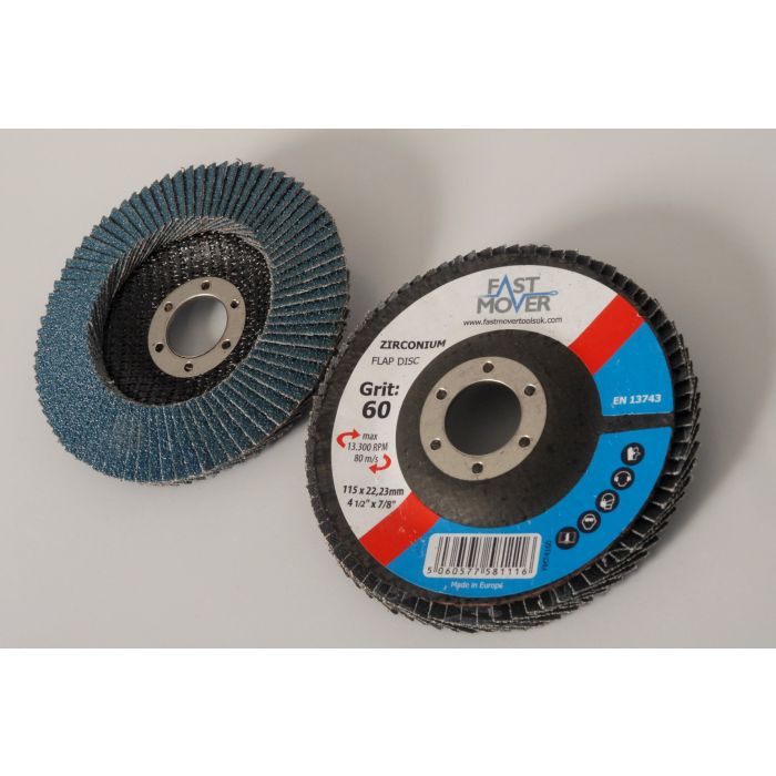 FMT Flap Disc Zirconium 115mm 40,60,80 Grit x10